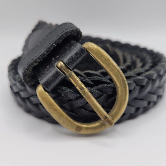 [SOLD]Surrey Belt Mens L Black Leather Braided Casual Minimal Everyday Normcore - Picture 3 of 6